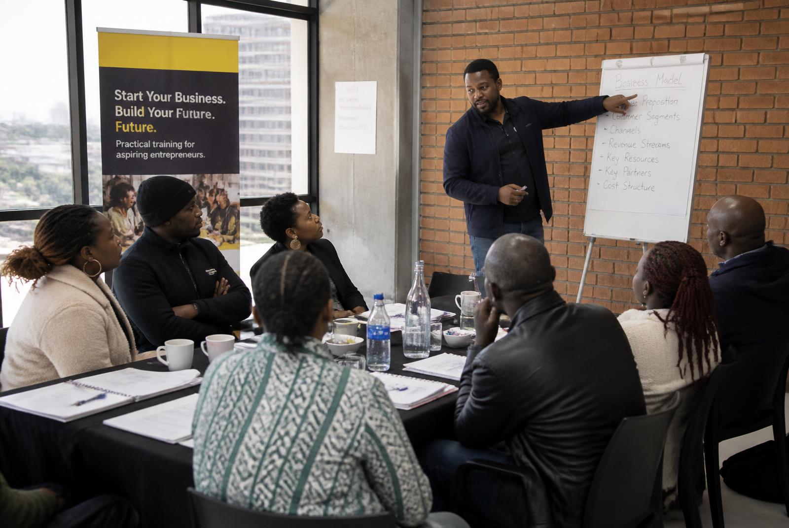 Facilitator leading a small business workshop session